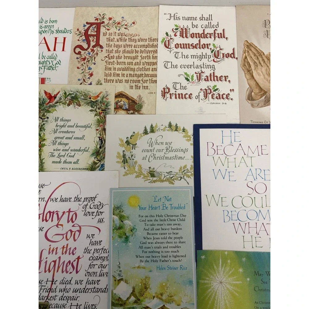 Vintage Christmas Cards Fronts ONLY Bible Verses More Scrapbooking Crafts 50+